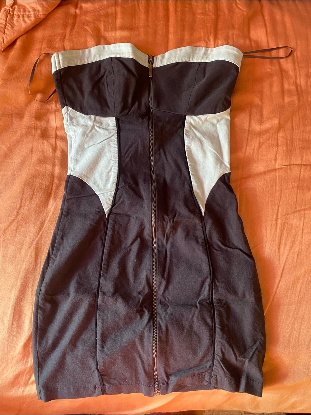 Bershka Black and light blue Strapless Bodycon Dress